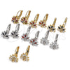 Oro Laminado Leverback Earring, Gold Filled Style Peacock Design, with Multicolor Cubic Zirconia, Polished, Golden Finish, 02.210.0229.1