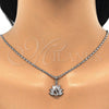 Rhodium Gold Filled Earring and Pendant Adult Set, Peacock Design, with White and Garnet Cubic Zirconia, Polished, Rhodium Finish, 10.210.0108.4