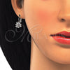 Rhodium Gold Filled Earring and Pendant Adult Set, Peacock Design, with White and Garnet Cubic Zirconia, Polished, Rhodium Finish, 10.210.0108.4