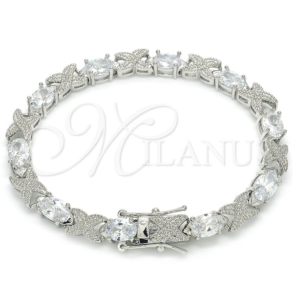 Rhodium Gold Filled Tennis Bracelet, with White Cubic Zirconia, Polished, Rhodium Finish, 03.168.0026.1.07 (06 MM Thickness, 7 Inches Length)