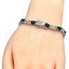 White Gold Filled Bracelet — Tennis Bracelet with Black Cubic Zirconia Polished 03. — alternate product view — SKU 124258 | Oro Laminado Blanco brazalete — Tennis Bracelet with negro Cubic Zirconia pulido 03. — SKU 124258