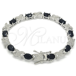 White Gold Filled Bracelet — Tennis Bracelet with Black Cubic Zirconia Polished 03. — main product view — SKU 124258 | Oro Laminado Blanco brazalete — Tennis Bracelet with negro Cubic Zirconia pulido 03. — SKU 124258