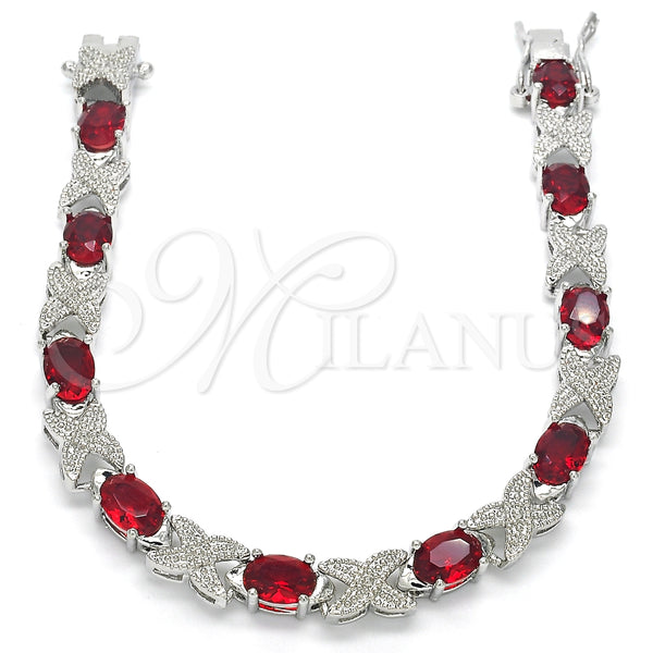 White Gold Filled Bracelet — Tennis Bracelet with Garnet Cubic Zirconia Polished 03. — alternate product view — SKU 124260 | Oro Laminado Blanco brazalete — Tennis Bracelet with Garnet Cubic Zirconia pulido 03. — SKU 124260
