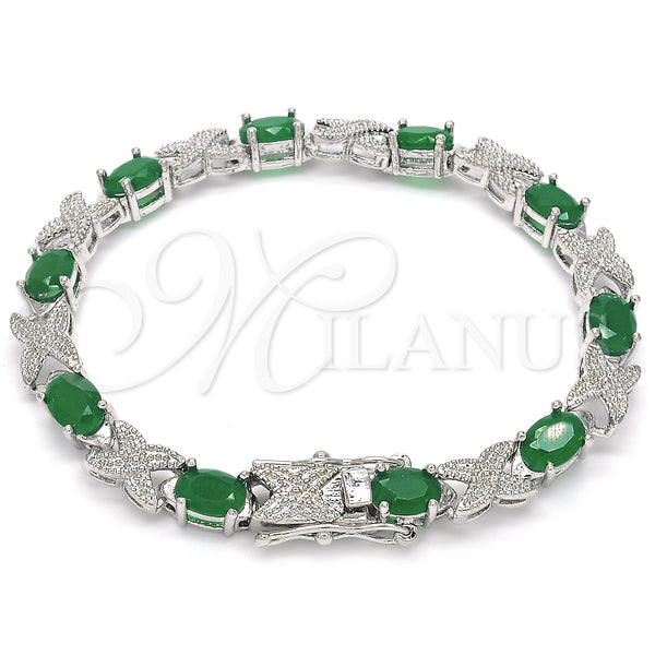 Rhodium Gold Filled Tennis Bracelet, with Green Cubic Zirconia, Polished, Rhodium Finish, 03.168.0026.9.07 (06 MM Thickness, 7 Inches Length)