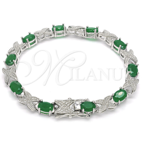 Rhodium Plated Tennis Bracelet, with Green Cubic Zirconia, Polished, Rhodium Finish, 03.168.0026.9.07 (06 MM Thickness, 7 Inches Length)