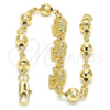 Oro Laminado Fancy Bracelet, Gold Filled Style Elephant Design, Polished, Golden Finish, 03.63.1955.07 (06 MM Thickness, 7 Inches Length)