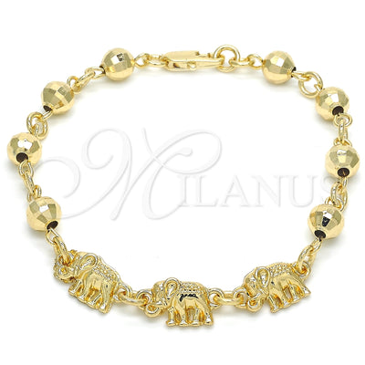 Oro Laminado Fancy Bracelet, Gold Filled Style Elephant Design, Polished, Golden Finish, 03.63.1955.07 (06 MM for wholesale, main product view