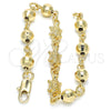 Oro Laminado Fancy Bracelet, Gold Filled Style Turtle Design, Polished, Golden Finish, 03.63.1956.07 (06 MM Thickness, 7 Inches Length)