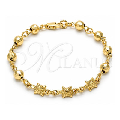 Oro Laminado Fancy Bracelet, Gold Filled Style Turtle Design, Polished, Golden Finish, 03.63.1956.07 (06 MM Thickness, 7 Inches Length)