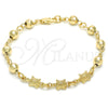 Oro Laminado Fancy Bracelet, Gold Filled Style Turtle Design, Polished, Golden Finish, 03.63.1956.07 (06 MM Thickness, 7 Inches Length)