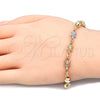 Oro Laminado Fancy Bracelet, Gold Filled Style Turtle Design, Polished, Tricolor, 03.63.1956.1.07 (06 MM Thickness, 7 Inches Length)