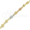 Oro Laminado Fancy Bracelet, Gold Filled Style Turtle Design, Polished, Tricolor, 03.63.1956.1.07 (06 MM Thickness, 7 Inches Length)