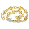 Oro Laminado Fancy Bracelet, Gold Filled Style Turtle Design, Polished, Tricolor, 03.63.1956.1.07 (06 MM Thickness, 7 Inches Length)