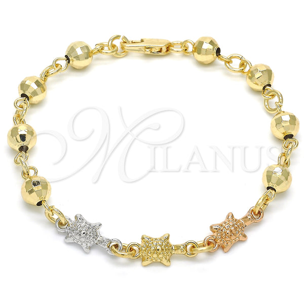 Gold Filled Bracelet — Fancy Bracelet Turtle Design Polished Tricolor 03.63. 06 — main product view — SKU 124265 | Oro Laminado brazalete — elegante Bracelet Turtle diseño pulido Tricolor 03.63. 06 — SKU 124265
