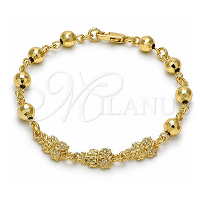Oro Laminado Fancy Bracelet, Gold Filled Style Owl Design, Polished, Golden Finish, 03.63.1957.07 (06 MM Thickness, 7 Inches Length)