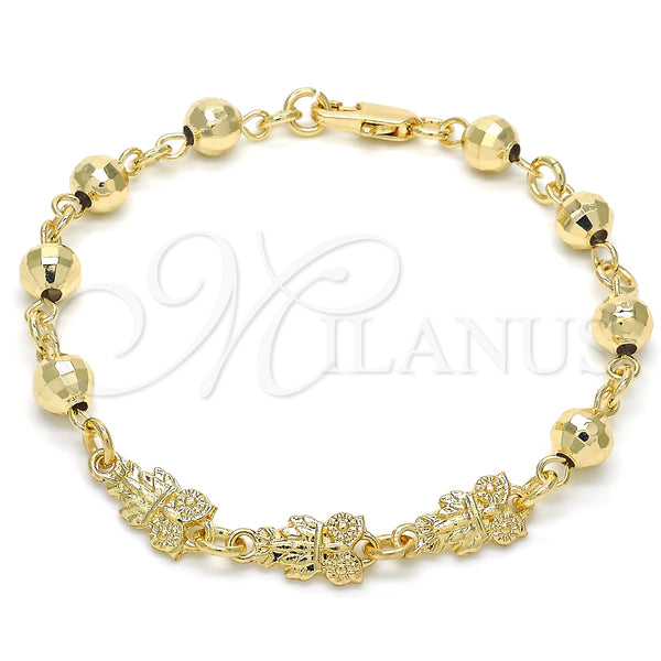 Oro Laminado Fancy Bracelet, Gold Filled Style Owl Design, Polished, Golden Finish, 03.63.1957.07 (06 MM Thickness, 7 Inches Length)