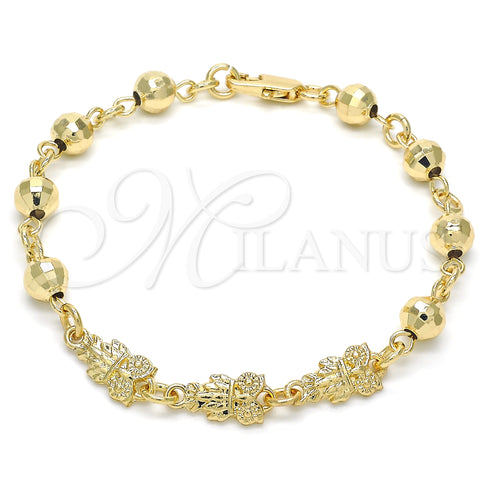 Oro Laminado Fancy Bracelet, Gold Filled Style Owl Design, Polished, Golden Finish, 03.63.1957.07 (06 MM Thickness, 7 Inches Length)