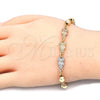 Oro Laminado Fancy Bracelet, Gold Filled Style Owl Design, Polished, Tricolor, 03.63.1957.1.07 (06 MM Thickness, 7 Inches Length)