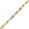 Oro Laminado Fancy Bracelet, Gold Filled Style Owl Design, Polished, Tricolor, 03.63.1957.1.07 (06 MM Thickness, 7 Inches Length)