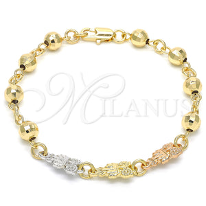 Gold Filled Bracelet — Fancy Bracelet Owl Design Polished Tricolor 03.63. 06 — main product view — SKU 124267 | Oro Laminado brazalete — elegante Bracelet Owl diseño pulido Tricolor 03.63. 06 — SKU 124267