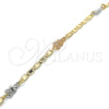 Oro Laminado Fancy Bracelet, Gold Filled Style Owl Design, Polished, Tricolor, 03.63.1958.1.08 (04 MM Thickness, 8 Inches Length)