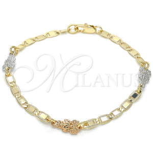 Gold Filled Bracelet — Fancy Bracelet Owl Design Polished Tricolor 03.63. 04 — main product view — SKU 124269 | Oro Laminado brazalete — elegante Bracelet Owl diseño pulido Tricolor 03.63. 04 — SKU 124269