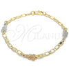 Oro Laminado Fancy Bracelet, Gold Filled Style Owl Design, Polished, Tricolor, 03.63.1958.1.08 (04 MM Thickness, 8 Inches Length)