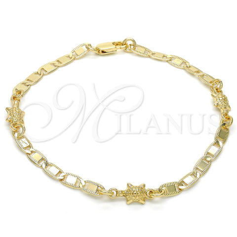 Oro Laminado Fancy Bracelet, Gold Filled Style Turtle Design, Polished, Golden Finish, 03.63.1959.08 (06 MM Thickness, 8 Inches Length)