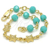 Oro Laminado Fancy Bracelet, Gold Filled Style Turtle Design, Polished, Golden Finish, 03.63.1963.07 (06 MM Thickness, 7 Inches Length)
