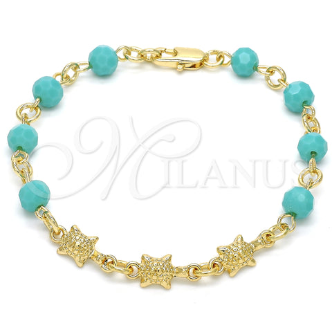 Oro Laminado Fancy Bracelet, Gold Filled Style Turtle Design, Polished, Golden Finish, 03.63.1963.07 (06 MM Thickness, 7 Inches Length)