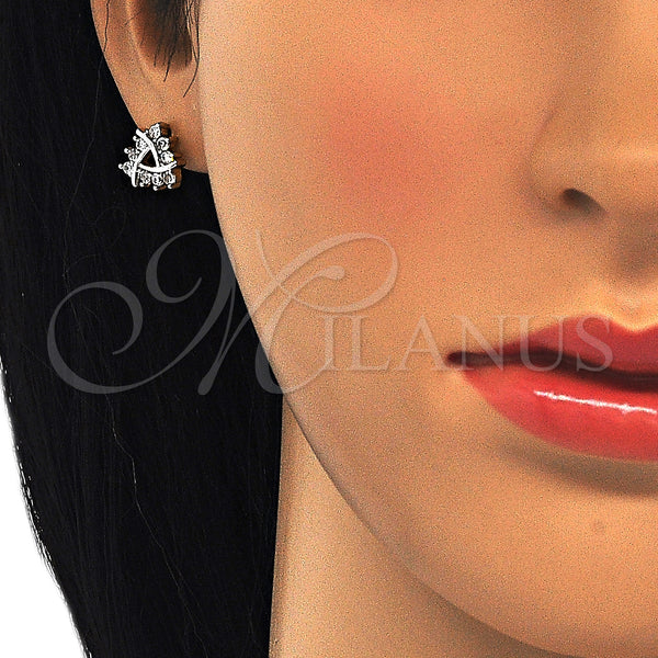 Gold Filled Ring — Stud Earring with White Cubic Zirconia Polished Two — alternate product view — SKU 124284 | Oro Laminado anillo — Stud Earring with blanco Cubic Zirconia pulido Two — SKU 124284