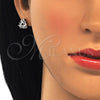 Oro Laminado Stud Earring, Gold Filled Style with White Cubic Zirconia, Polished, Two Tone, 02.210.0232