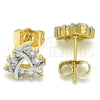 Oro Laminado Stud Earring, Gold Filled Style with White Cubic Zirconia, Polished, Two Tone, 02.210.0232