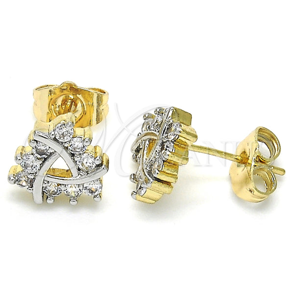 Gold Filled Ring — Stud Earring with White Cubic Zirconia Polished Two — main product view — SKU 124284 | Oro Laminado anillo — Stud Earring with blanco Cubic Zirconia pulido Two — SKU 124284
