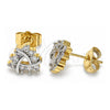 Oro Laminado Stud Earring, Gold Filled Style with White Cubic Zirconia, Polished, Two Tone, 02.210.0232