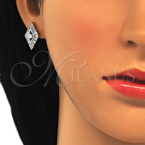 Gold Filled Ring — Stud Earring with White Cubic Zirconia Polished Two — alternate product view — SKU 124285 | Oro Laminado anillo — Stud Earring with blanco Cubic Zirconia pulido Two — SKU 124285
