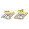 Oro Laminado Stud Earring, Gold Filled Style with White Cubic Zirconia, Polished, Two Tone, 02.210.0233