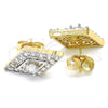 Oro Laminado Stud Earring, Gold Filled Style with White Cubic Zirconia, Polished, Two Tone, 02.210.0233