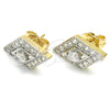 Oro Laminado Stud Earring, Gold Filled Style with White Cubic Zirconia, Polished, Two Tone, 02.210.0233