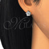 Oro Laminado Stud Earring, Gold Filled Style with White Cubic Zirconia, Polished, Two Tone, 02.210.0234