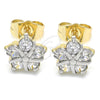 Oro Laminado Stud Earring, Gold Filled Style with White Cubic Zirconia, Polished, Two Tone, 02.210.0234