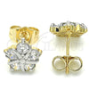 Oro Laminado Stud Earring, Gold Filled Style with White Cubic Zirconia, Polished, Two Tone, 02.210.0234