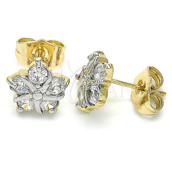 Gold Filled Ring — Stud Earring with White Cubic Zirconia Polished Two — main product view — SKU 124286 | Oro Laminado anillo — Stud Earring with blanco Cubic Zirconia pulido Two — SKU 124286
