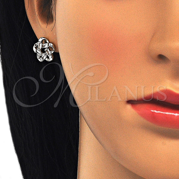 Gold Filled Ring — Stud Earring Flower Design with White Cubic Zirconia — alternate product view — SKU 124292 | Oro Laminado anillo — Stud Earring flor diseño with blanco Cubic Zirconia — SKU 124292