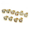 Oro Laminado Stud Earring, Gold Filled Style Flower Design, with White Cubic Zirconia, Polished, Two Tone, 02.210.0101.3