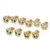 Oro Laminado Stud Earring, Gold Filled Style Flower Design, with White Cubic Zirconia, Polished, Two Tone, 02.210.0101.3