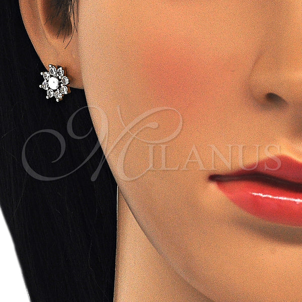 Gold Filled Ring — Stud Earring Flower Design with White Cubic Zirconia — alternate product view — SKU 124293 | Oro Laminado anillo — Stud Earring flor diseño with blanco Cubic Zirconia — SKU 124293
