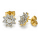 Oro Laminado Stud Earring, Gold Filled Style Flower Design, with White Cubic Zirconia, Polished, Two Tone, 02.210.0238