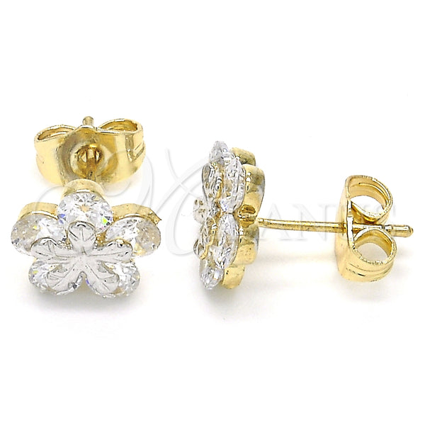 Gold Filled Ring — Stud Earring Flower Design with White Cubic Zirconia — main product view — SKU 124294 | Oro Laminado anillo — Stud Earring flor diseño with blanco Cubic Zirconia — SKU 124294
