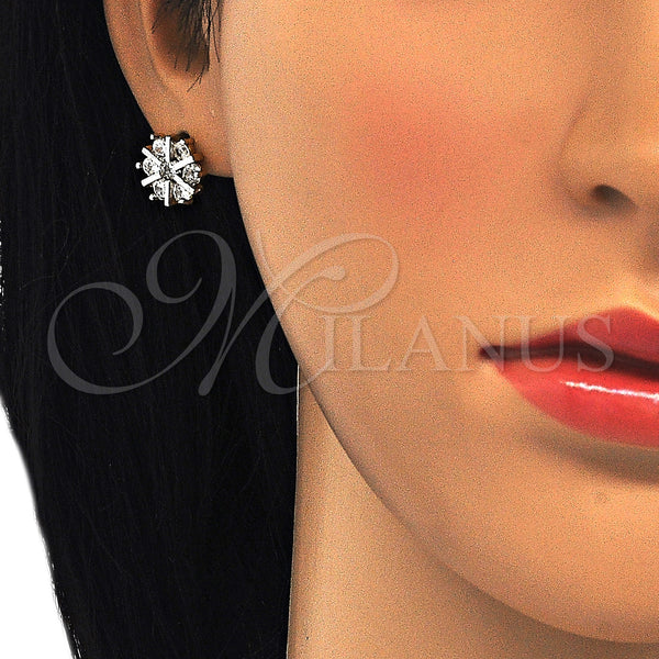 Gold Filled Ring — Stud Earring Flower Design with White Cubic Zirconia — alternate product view — SKU 124295 | Oro Laminado anillo — Stud Earring flor diseño with blanco Cubic Zirconia — SKU 124295